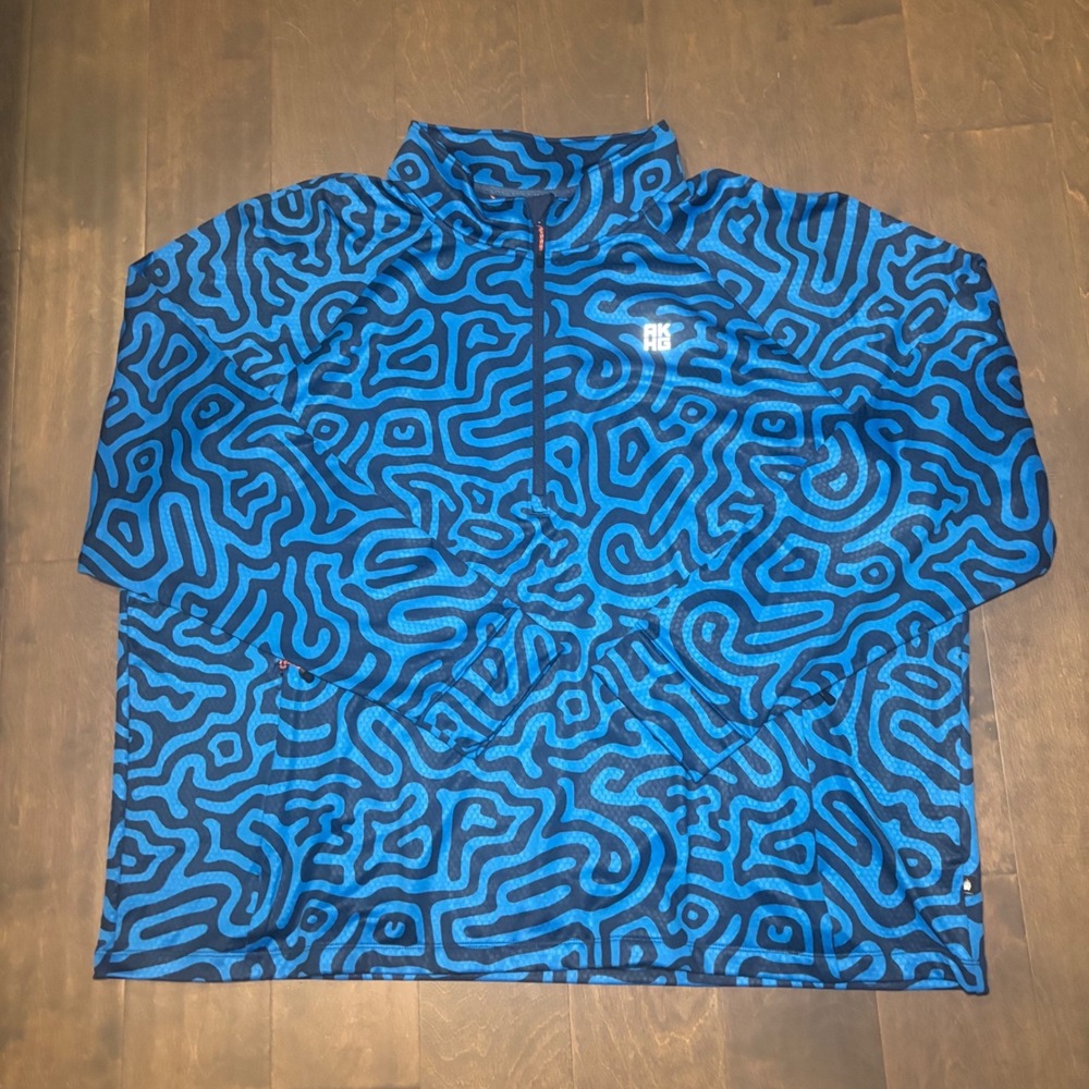 Alaskan Hardgear Duluth Trading Co Mens 3XL Blue Abstract 1/4 Zip Pullover AKHG